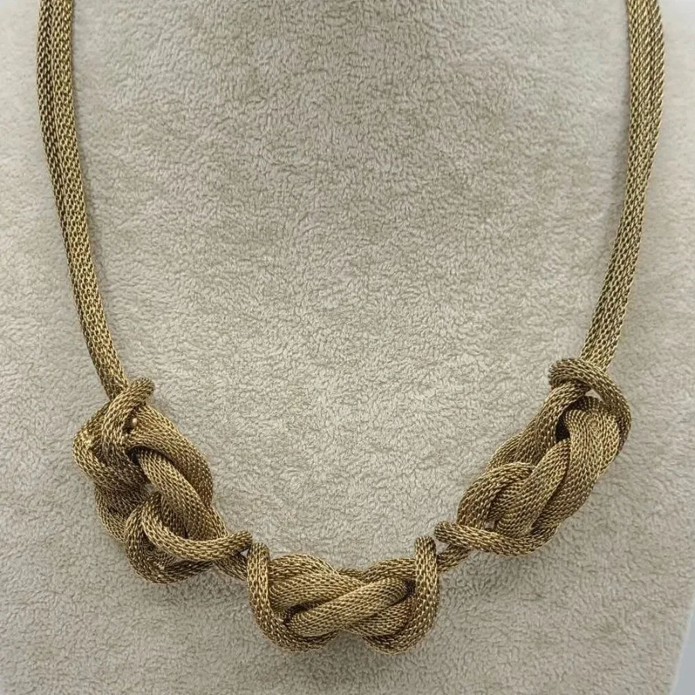 J Crew Gold Tone Mesh Knotted Necklace